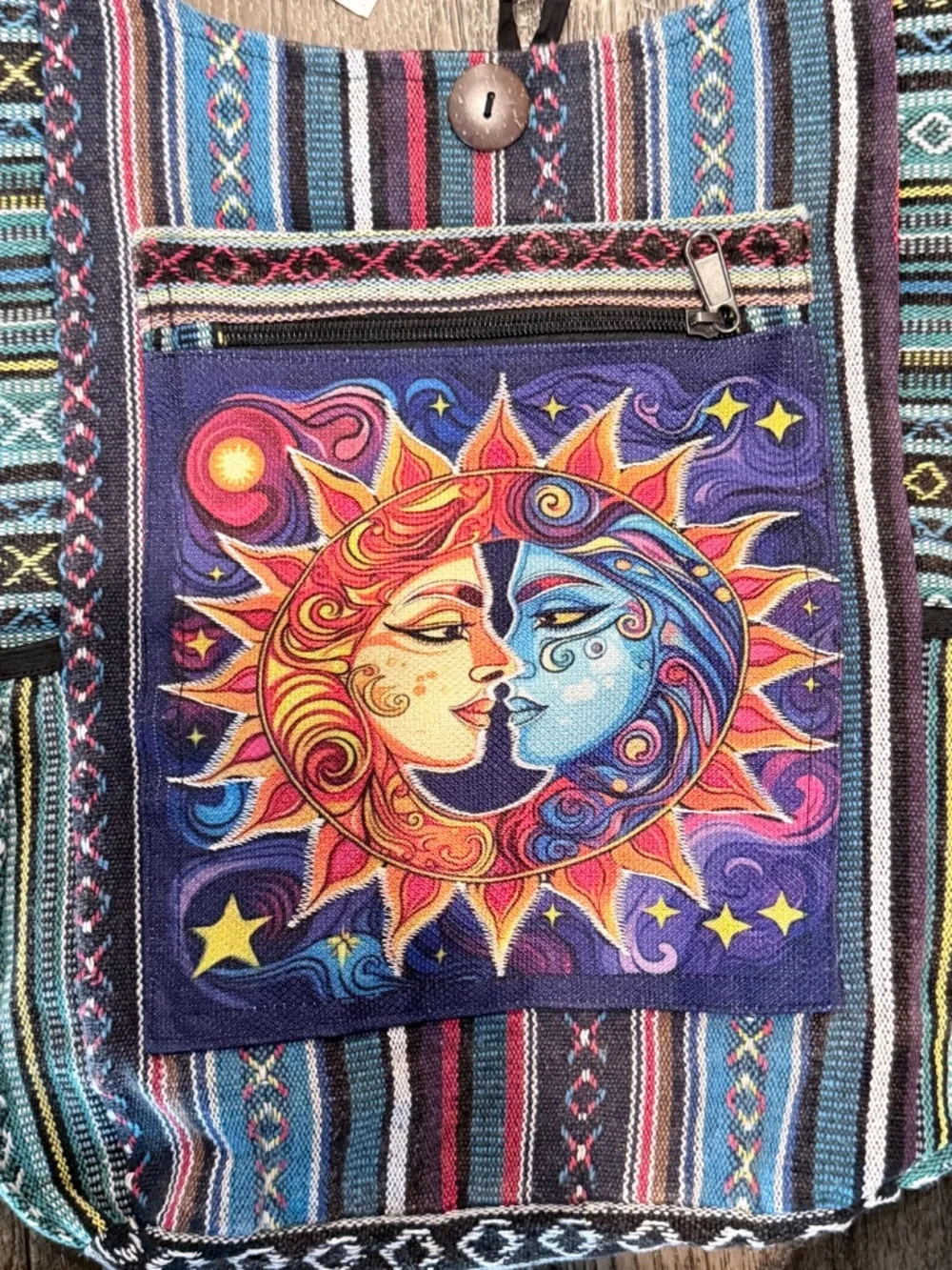 Rising International Large Sun & Moon Boho Hobo Bag Handcrafted Nepal NWT